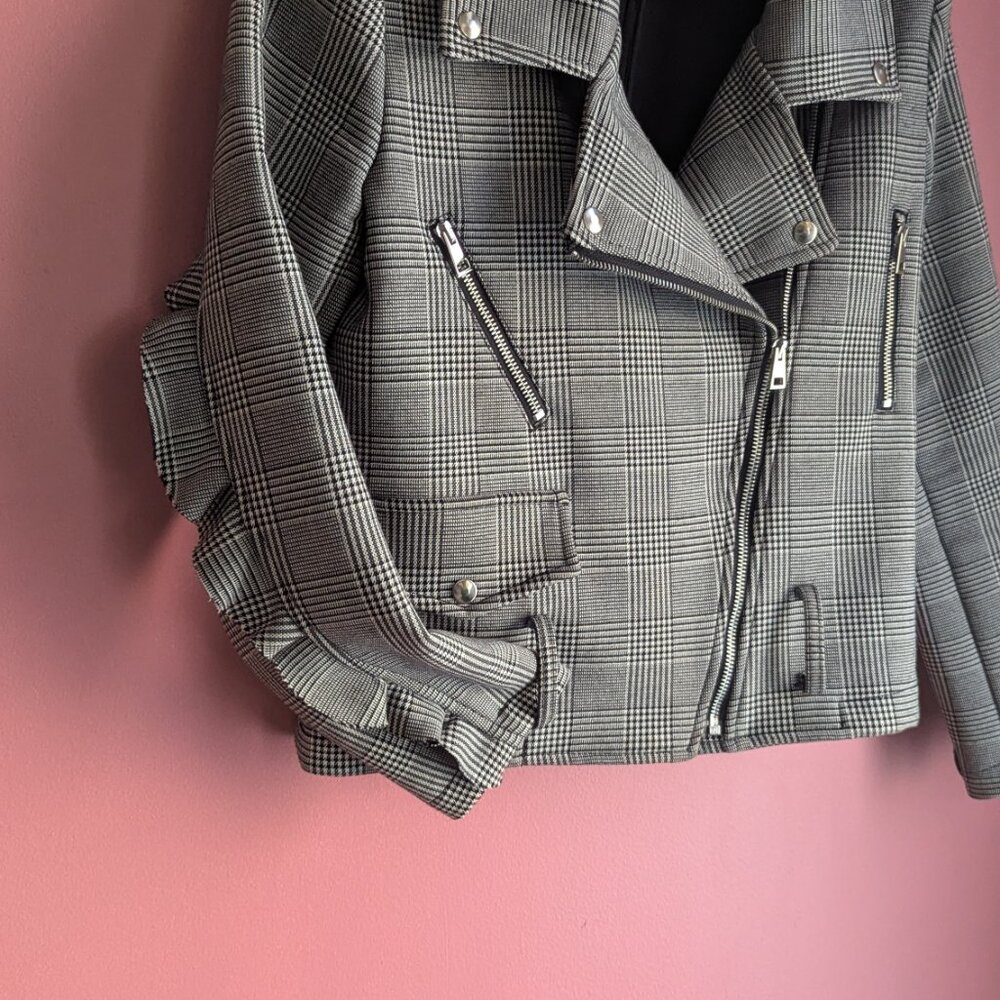 Houndstooth Biker Jacket - Picture 2 of 7